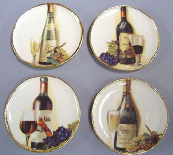 Dollhouse Miniature 4 Wine and Grapes Platters